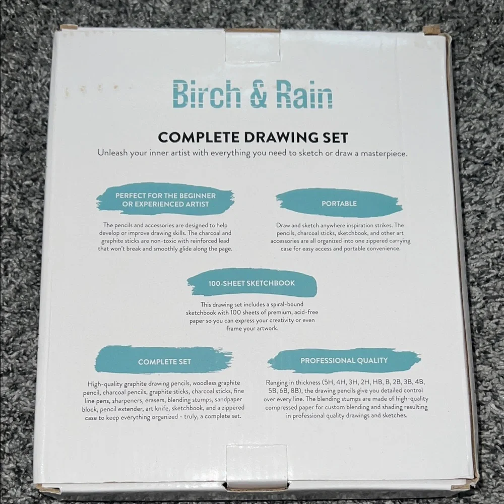 Birch & Rain drawing set
